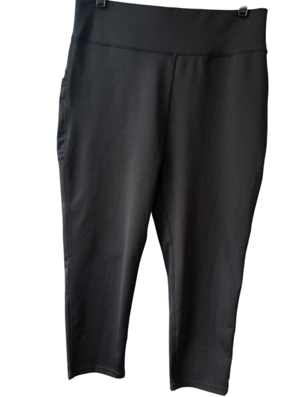 2XL POPFit Black Capri Workout Legging Pockets Spandex Stretch Athleisure